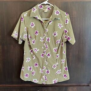 Duluth Trading Company Short Sleeve Vented Top Button Up Small